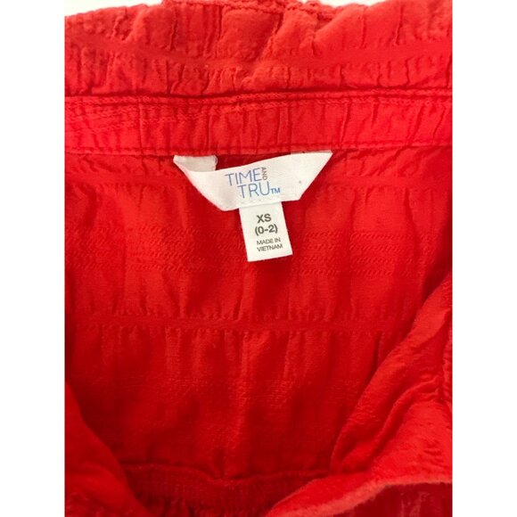Time and Tru Red Sleeveless Textured Button-Down Dress XS - Picture 5 of 8